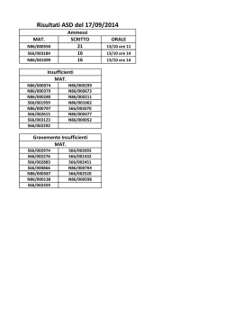 Risultati ASD del 17/09/2014
