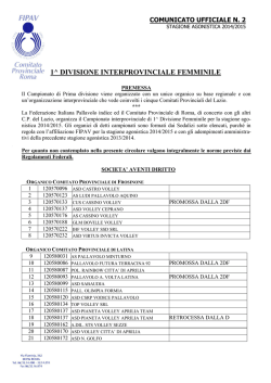 Indizione 1^ DIVISIONE Femminile 2014/15 - Fipav