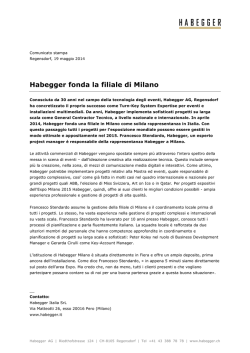 Habegger fonda la filiale di Milano