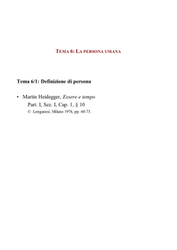 Tema 6/1: Definizione di persona • Martin Heidegger, Essere e