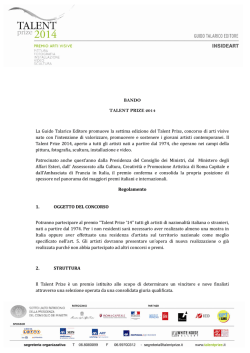 BANDO TALENT PRIZE 2014 La Guido Talarico Editore promuove
