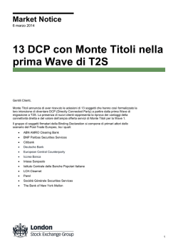 13 DCP con Monte Titoli nella prima Wave di T2S