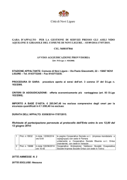 Avviso aggiudicazione provvisoria