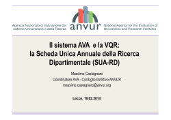 Il sistema AVA e la VQR: la Scheda Unica Annuale della Ricerca