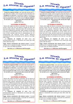 "Come fu ai giorni di No&egrave;, cos&igrave; sar&agrave; alla venuta del