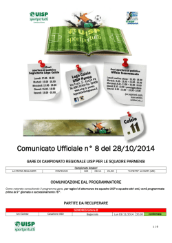 Comunicato 8 del 28 ottobre