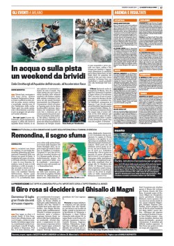 In acqua o sulla pista un weekend da brividi &ndash; La