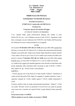 Avv. Iolanda Abate Via Matteotti n.4 71100 Foggia 0881/724082