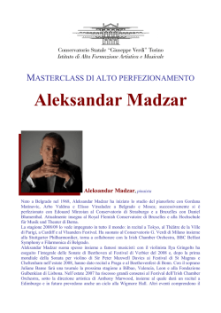 Aleksandar Madzar (Pianoforte) - Conservatorio Giuseppe Verdi