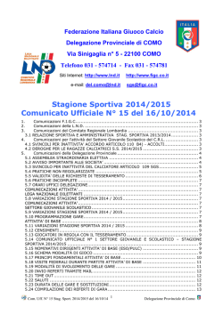 Comunicato ufficiale N.15