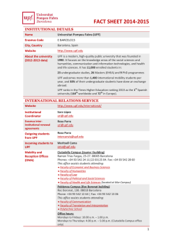 FACT SHEET 2014-2015 - Universitat Pompeu Fabra