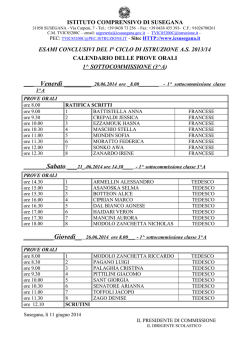 Calendario delle prove orali - Istituto Comprensivo di Susegana