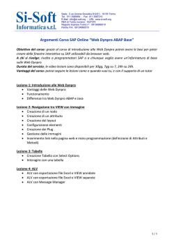 Argomenti Corso SAP Online &ldquo;Web Dynpro - Si