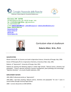 Curriculum vitae et studiorum of Roberto Altieri