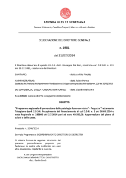 Deliberazione n. 1981 del 31 luglio 2014, ad oggetto