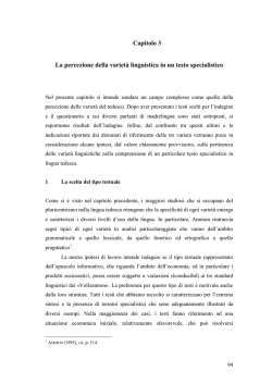 Capitolo 3 La percezione della variet&agrave; linguistica in un testo
