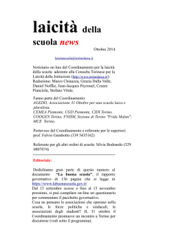 Ottobre 2014 - Laica e plurale