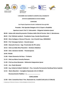 Presiede : Vito Speziale Delegato A.N.I.CI Sport e Disabilit&agrave;