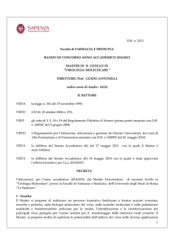 D.R. n. 2213 Facolt&agrave; di FARMACIA E MEDICINA BANDO