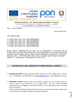 BANDO DI GARA MEDIANTE PROCEDURA APERTA