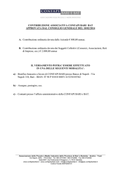 CONTRIBUZIONE ASSOCIATIVA CONFAPI BARI BAT APPROVATA D