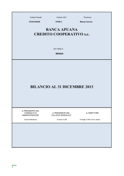 BANCA APUANA CREDITO COOPERATIVO s.c. BILANCIO AL 31