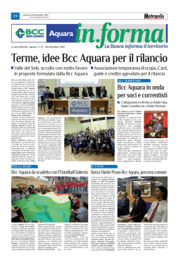 Terme, idee Bcc Aquara per il rilancio