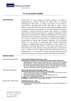 CV di CLAUDIO SORDI - business process advisory