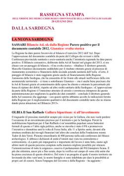 RASSEGNA STAMPA 20 GIUGNO 2014