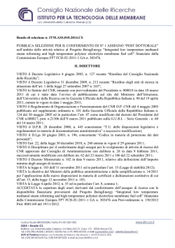 Bando di selezione n. ITM.ASS.010.2014.CS PUBBLICA - ITM-CNR