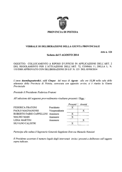 PROVINCIA DI PISTOIA Seduta del 5 AGOSTO 2014