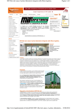 Pagina 1 di 3 MIT Bio-Lab: nasce il primo laboratorio