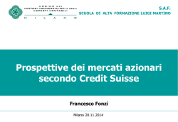 Prospettive dei mercati azionari secondo Credit Suisse a cura di