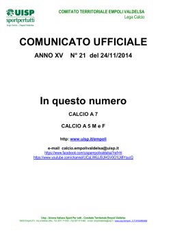 COMUNICATO UFFICIALE NUMERO 21 del 24/11/2014