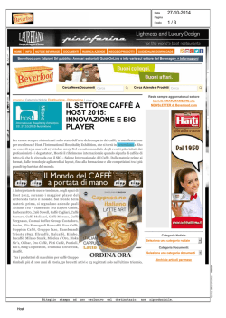il settore caff&egrave; a host 2015: innovazione e big player