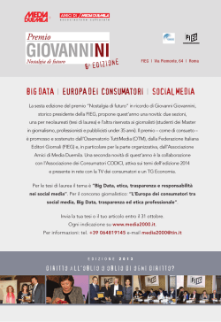 BIG DATA I EUROPA DEI CONSUMATORI I SOCIAL MEDIA