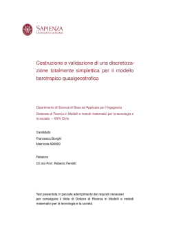 Costruzione e validazione di una discretizzazione totalmente