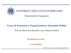 Introduzione al corso - Universit&agrave; degli studi di Bergamo