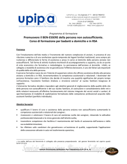 Promuovere il BEN-ESSERE della persona non