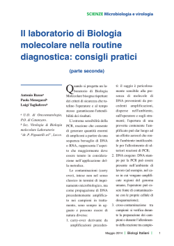 Il laboratorio di Biologia molecolare nella routine