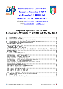 COMUNICATO n.29 BIS del 07/02/2014