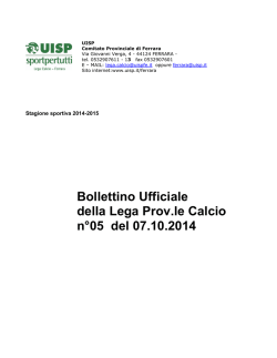 Bollettino n&deg; 5 del 7.10.2014