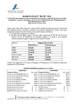 ELENCO ATLETI &ldquo;&Eacute;LITE&rdquo; 2015