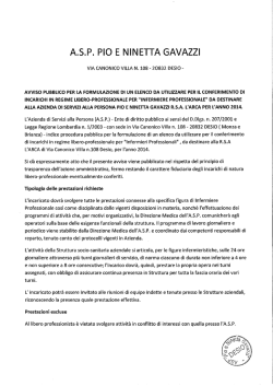 ASP &ldquo;Pio e Ninetta Gavazzi &ldquo; &ndash; Desio