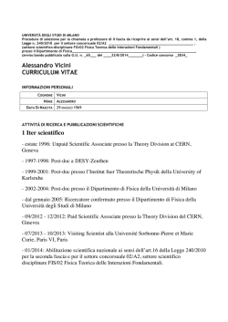Alessandro Vicini CURRICULUM VITAE 1 Iter scientifico