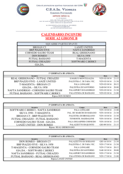 CALENDARIO INCONTRI SERIE A2 GIRONE B
