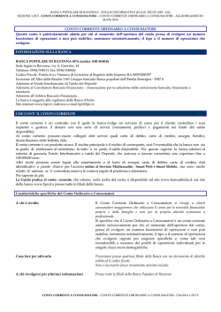 CONTO CORRENTE ORDINARIO A CONSUMATORI Questo conto