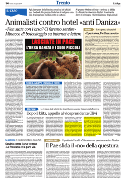 Nella vicenda Daniza la Provincia ha dimostrato di non