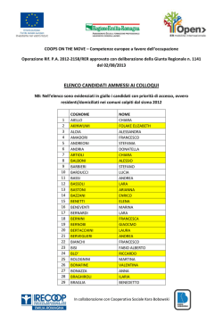 elenco candidati ammessi ai colloqui