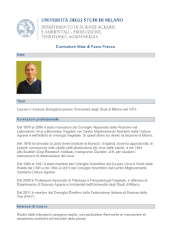 Curriculum Vitae di Faoro Franco - Agraria
